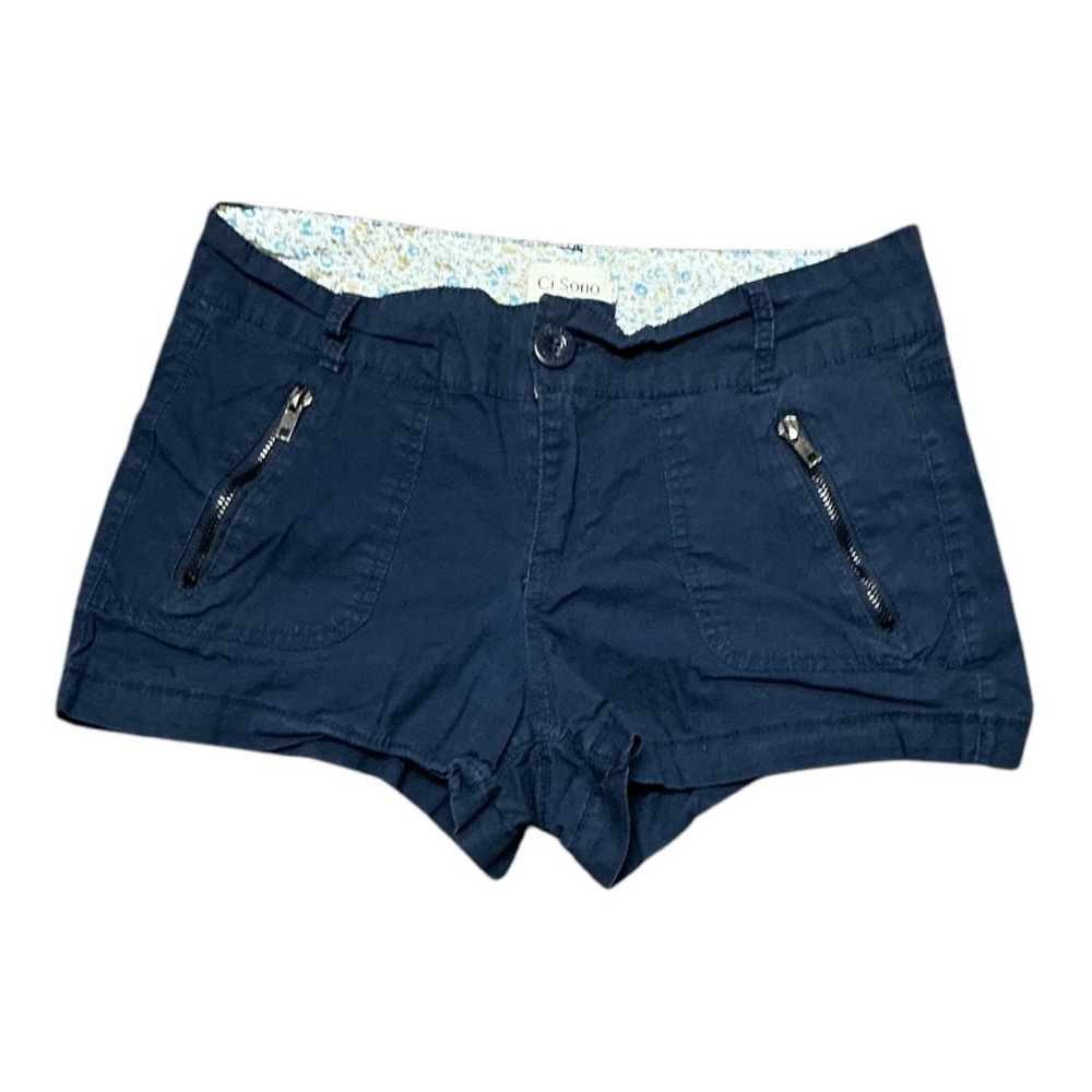 Ci Sono - EC - Blue Cargo Shorts with Textured Cotton Blend